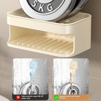 YOTO Porte-savon mural transfrontalier à ventouse en ABS/PVC, sans perçage, double couche, drainage optimal, haut de gamme pour salle de bain