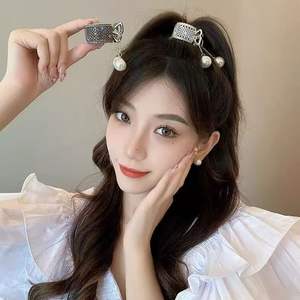 Clip à cheveux en métal avec perles et pompon <span class=keywords><strong>magique</strong></span> pour queue de cheval haute, boucle fixe à l'arrière de la tête, <span class=keywords><strong>pince</strong></span> à cheveux, accessoire de coiffure - Product Image 2