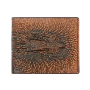 Billetera de piel sintética con textura de cocodrilo para hombre, Cartera de viaje a la moda