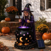 Nouvelle Décoration Solaire d'Halloween : Caldeirons Lumineux de Sorcière pour Jardin, Art Extérieur, Lampe de Chemin, Ornement Festif