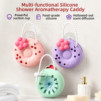 Support de douche en silicone creux pour diffuseur d'aromathérapie, avec cordon et ventouse, anti-colmatage, pour salle de bain