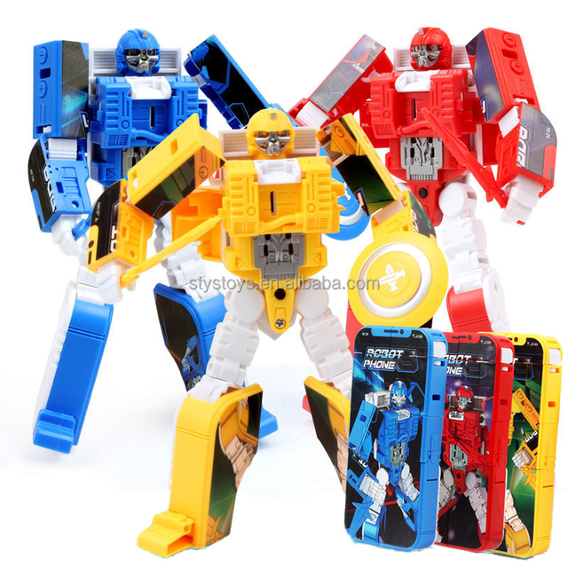 Easy Operation Transforming Toy Robot Children Transform Robot Mobile Phone Toys With Light Sound