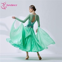 B-19527 Yundance Nouvelle tenue de danse de salon moderne de norme nationale, robe de danse de salon avec plis en soie perlée