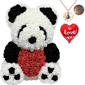 Ours en roses artificielles, ours en fleurs <span class=keywords><strong>éternel</strong></span>les, coffret cadeau pour la Saint-Valentin, la fête des mères, un anniversaire, une remise de diplôme, avec lumière LED - Product Image 1