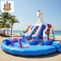 Château gonflable d'été certifié EN14960 avec toboggan aquatique et piscine, aire de jeux en PVC de qualité commerciale pour la maison et le jardin