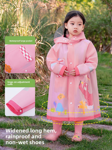Toptan çocuk yağmurluğu <span class=keywords><strong>EVA</strong></span> uzun su geçirmez ceket sırt çantası hafif panço yağmurluk öğrenciler için - Product Image 3