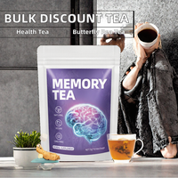 Tisane biologique en vrac pour la mémoire, mélange naturel de fleurs de pois papillon, végétalien, en sachets pyramidaux bruts