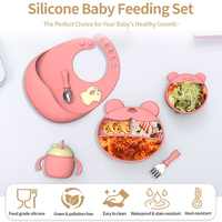 MHC Ensemble d'ustensiles de cuisine en silicone en forme de carotte Assiette et cuillère à manger pour enfants Couverts avec ventouse Accessoire d'alimentation pour bébé