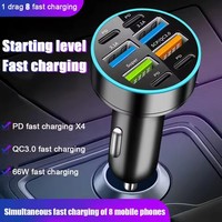 Chargeur de voiture 8 ports 6 ports Adaptateur allume-cigare PD QC3.0 USB C Adaptateur de téléphone portable de voiture à charge rapide pour téléphone portable Oneplus