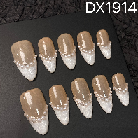 Faux ongles artificiels à presser en ABS faits à la main, couvrance totale, haute qualité, <span class=keywords><strong>modèle</strong></span> <span class=keywords><strong>manucure</strong></span> française, design floral portable, pose facile - Product Image 4