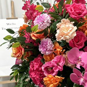 Arrangements floraux artificiels modernes en soie rose et orange scintillants et luxueux pour les décors de mariage et les événements de rentrée scolaire - Product Image 4