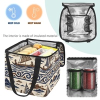 Sac à lunch isotherme portable avec motif canoë océanique et doublure en feuille métallique épaisse