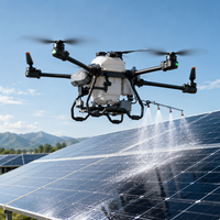 Drone professionnel de nettoyage haute pression pour panneaux solaires avec système de positionnement double RTK, puissance 7200W, réservoir d'eau de 50L