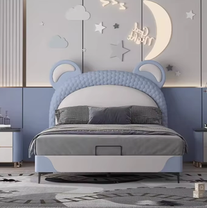 Cama Acolchada de Cuero para Dormitorio - Cama Moderna de Madera Maciza - Estructura de Cama Infantil Azul - Muebles para Dormitorio de Niño - Product Image 6