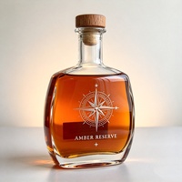 Bouteille en verre transparente de 750 ml de qualité alimentaire, gravée au laser, recyclable, très vendue, pour whisky, tequila, vin, avec bouchon en liège