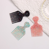 Peigne à cheveux élégant multicolore vintage rétro à long manche en acétate lisse pour la coiffure