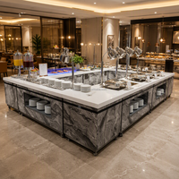 OKEY Stations de buffet mobiles personnalisées pour hôtels, comptoir de buffet en marbre avec éclairage LED, table de buffet mobile pour la restauration en extérieur