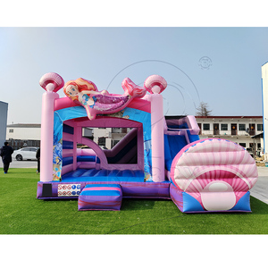 บ้านลมเป่าลมธีมโลกใต้น้ำสีชมพูพร้อมสไลเดอร์สำหรับเชิงพาณิชย์ - Product Image 1