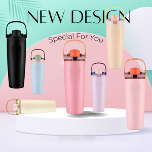 Topnovo Ow 30oz Ala Gobelet à fruits portable en acier inoxydable 304, bouteille d'eau isotherme avec paille et poignée pour voiture et extérieur - Product Image 6