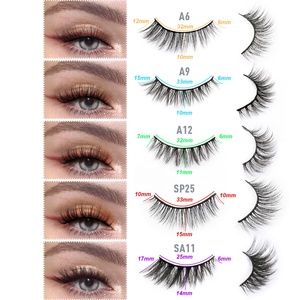Vente en gros de faux <span class=keywords><strong>cils</strong></span> synthétiques vegan naturels humains 3d <span class=keywords><strong>soie</strong></span> pleine bande - Product Image 3