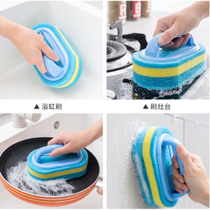 Éponge épaisse avec poignée 14 cm, tampon de nettoyage rectangulaire pour cuisine et salle de bain, pour la vaisselle et le récurage - Product Image 2