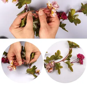 Proveedor de China artificiales de rose de la vid sik flor guirnalda para la fiesta de la boda inicio Decoración