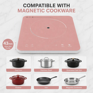 Table de cuisson à <span class=keywords><strong>induction</strong></span> électrique 2000W haute puissance, couleur rose, plaques en cristal importées, brûleur unique, pour usage domestique, commande tactile - Product Image 6