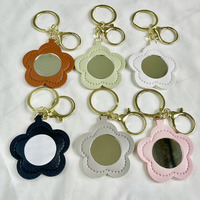 Porte-clés en cuir PU, breloque de sac en cuir, porte-clés miroir pour clés de voiture, cadeau parfait pour femme