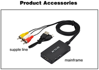 Konverter AV ke HDMI dengan Kabel Komposit 3RCA Male Terintegrasi 1080P CVBS RCA Male ke Adaptor Audio Video HD Mendukung PAL/NTSC PS2/DVD/XBOX
