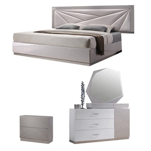 NOVA 11NAA023 Modern 5PCS Platform Modular <strong>Bedroom</strong> Set King <strong>Bedroom</strong> <strong>Unit</strong> in White &amp; Light Grey - Product Image 6
