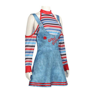 Costume <span class=keywords><strong>de</strong></span> personnage <span class=keywords><strong>de</strong></span> film pour femmes, combinaison <span class=keywords><strong>de</strong></span> poupée <span class=keywords><strong>Chucky</strong></span>, ensemble <span class=keywords><strong>de</strong></span> costumes d'Halloween pour femmes, poupée tueuse effrayante <span class=keywords><strong>de</strong></span> cauchemar - Product Image 2