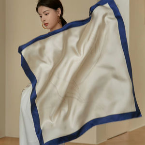 ผ้าไหม100% ขั้นสูงผ้าคลุมไหล่ผ้าทอลายทแยงขนาดใหญ่ผ้าพันคอทรงสี่เหลี่ยมรูปทรงเรขาคณิตลายสัตว์ประดับแฟชั่นสำหรับผู้หญิง - Product Image 1