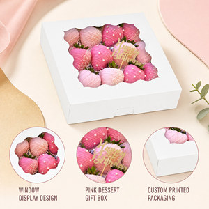 Boîte cadeau en carton avec fenêtre transparente pour chocolats, fraises, emballage de pâtisserie d'anniversaire - Vente en gros - Product Image 2