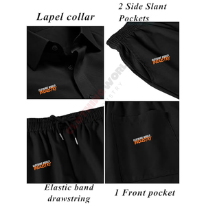 Ensemble chemise et short noirs sur mesure, vêtements décontractés, design de logo personnalisé, tenue d'été. - Product Image 5