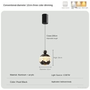 Lámpara Colgante de Cristal Dorado, Estilo Nórdico Moderno Minimalista, Diseño Largo para Dormitorio, Mesita de Noche, Estudio, Restaurante, LED Regulable - Product Image 5