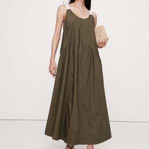 Nouvelle arrivée, robe d'été de haute qualité pour femmes, bretelles spaghetti, col en V, robe maxi modeste, robe décontractée 100% coton - Product Image 1