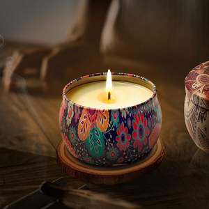 Oshine Artistic Print Scented Vanilla Rose <b>Sandalwood</b> Lavender - Stylish Tin <b>Candle</b> for Bedroom Bathroom Living Room - Product Image 5