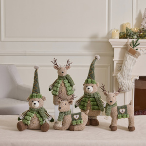 Handgefertigte Nordische Waldgrüne Plüsch-Schneemann-Rentier-Puppe mit Teleskopbeinen zum Skifahren, Vierbeinige Dekoration, Großhandel - Product Image 4