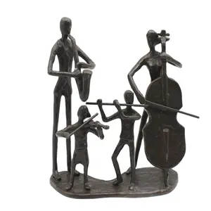 Sculpture en bronze, violon en fonte de famille, musique abstraite, décoration pour la maison, décoration pour bar