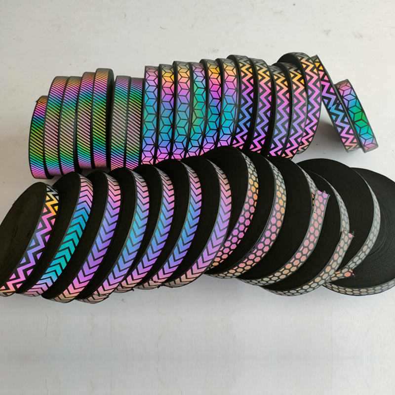 Заводская пользовательская печать шаблона, высокая видимость, ПРИШИТАЯ на светоотражающую ленту, лента для одежды с отражателем теплопередачи