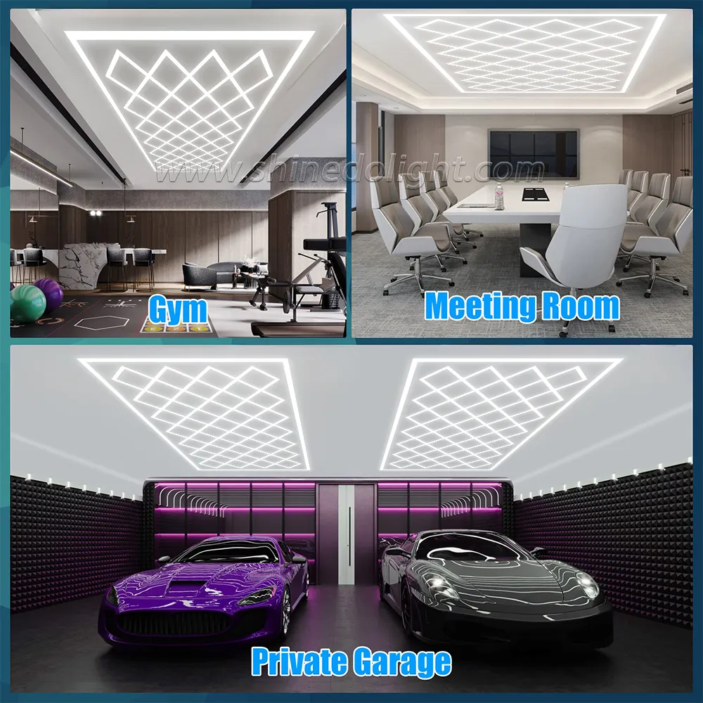 Luz LED para garaje de coche con borde, luz de techo, luz de trabajo de tienda para detalles de coche, taller de garaje, gimnasio, supermercado