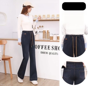 <span class=keywords><strong>Jean</strong></span> décontracté taille haute ample à jambe large pour femme 2025, en denim tissé uni, boutonné, écologique, délavé, respirant et extensible, style vintage - Product Image 3