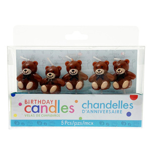 Bougies d'anniversaire en forme d'ours, 5 pièces, décorations de gâteau en paraffine pour fêtes d'enfants - Product Image 1