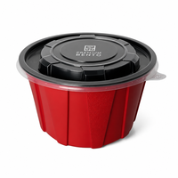 Bol thermoformé écologique 450-120, design bicolore rouge et noir, bol à soupe jetable pour la restauration