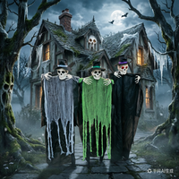 Squelette animé grandeur nature et fantômes suspendus pour Halloween, accessoires animatroniques pour maisons hantées, vente en gros, OEM ODM