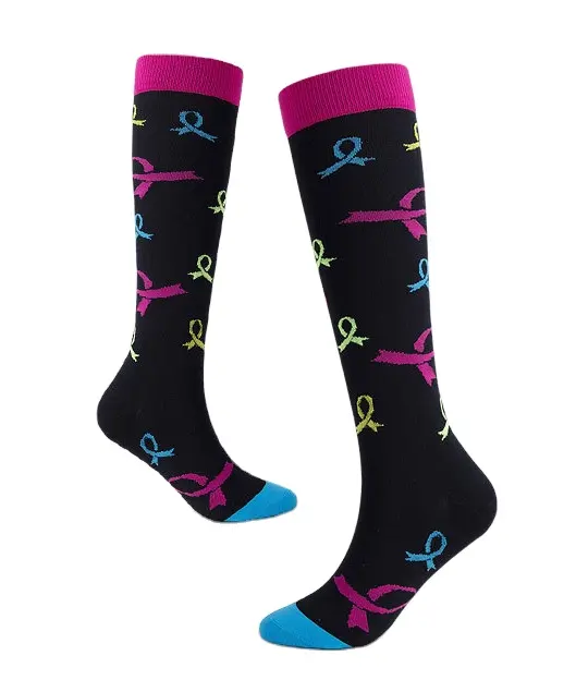 Benutzer definierte Muster Design Männer Frauen Unisex Sport Knies trümpfe Benutzer definiertes Logo Männer Frauen Sport Kompression Sportliche Anti-Rutsch-Socken