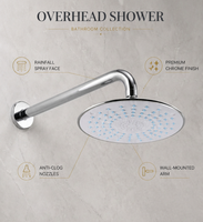 Pommeau de douche fixe moderne chromé, raccord pivotant standard G1/2, haute pression, économie d'eau, installation facile
