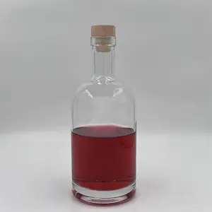 प्रतिस्पर्धी मूल्य शराब की कांच की बोतलें खाली खाली गोल ब्रांडी व्हिस्की वोडका ग्लास 750 मिलीलीटर ढक्कन के साथ