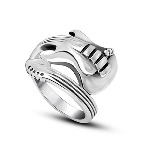 Vintage Style Guitar Shape Titanium Steel <b>Ring</b> For <b>Couples</b> Unisex Gift SA711 - Product Image 1