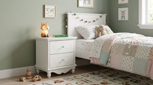 Premium Finish White Kids <b>Bedside</b> Table Wooden Nightstand 2 Drawer <b>Storage</b> Cabinet for Nursery Decor Hot Sale - Product Image 6
